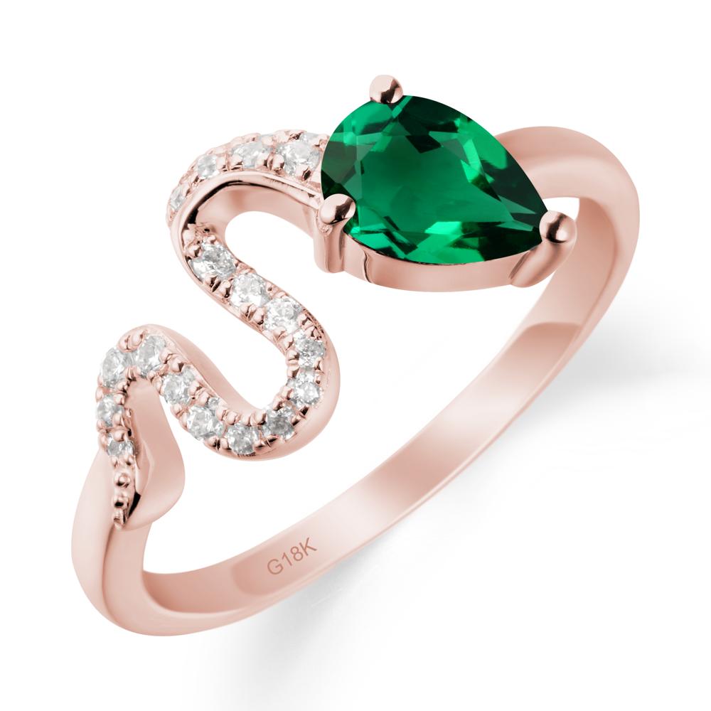 Pear Shaped Emerald Snake Ring - LUO Jewelry #metal_18k rose gold