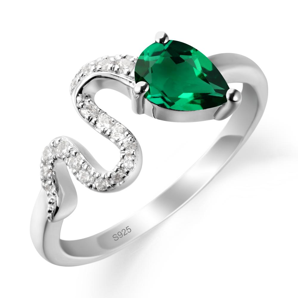 Pear Shaped Emerald Snake Ring - LUO Jewelry #metal_sterling silver