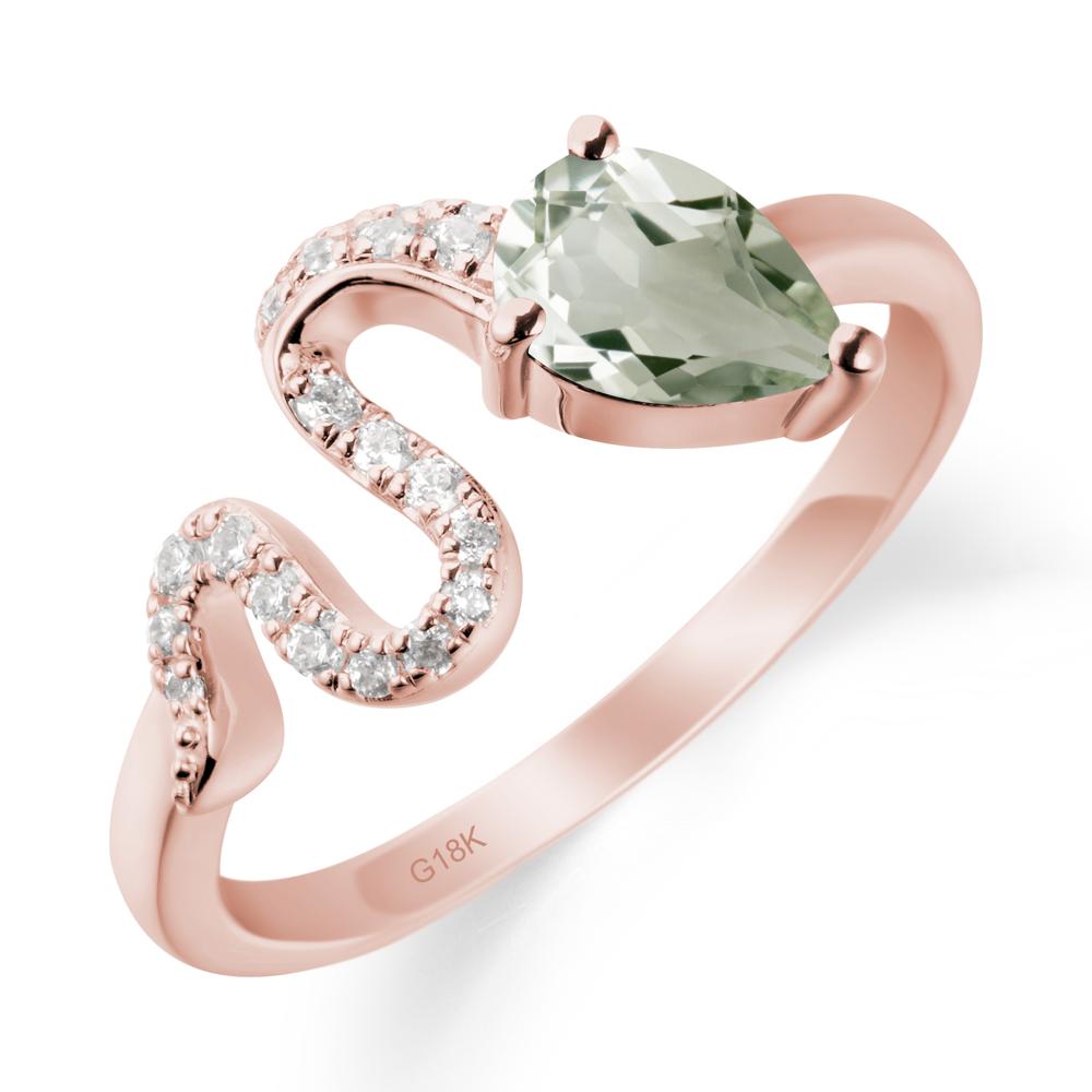 Pear Shaped Green Amethyst Serpent Ring - LUO Jewelry #metal_18k rose gold