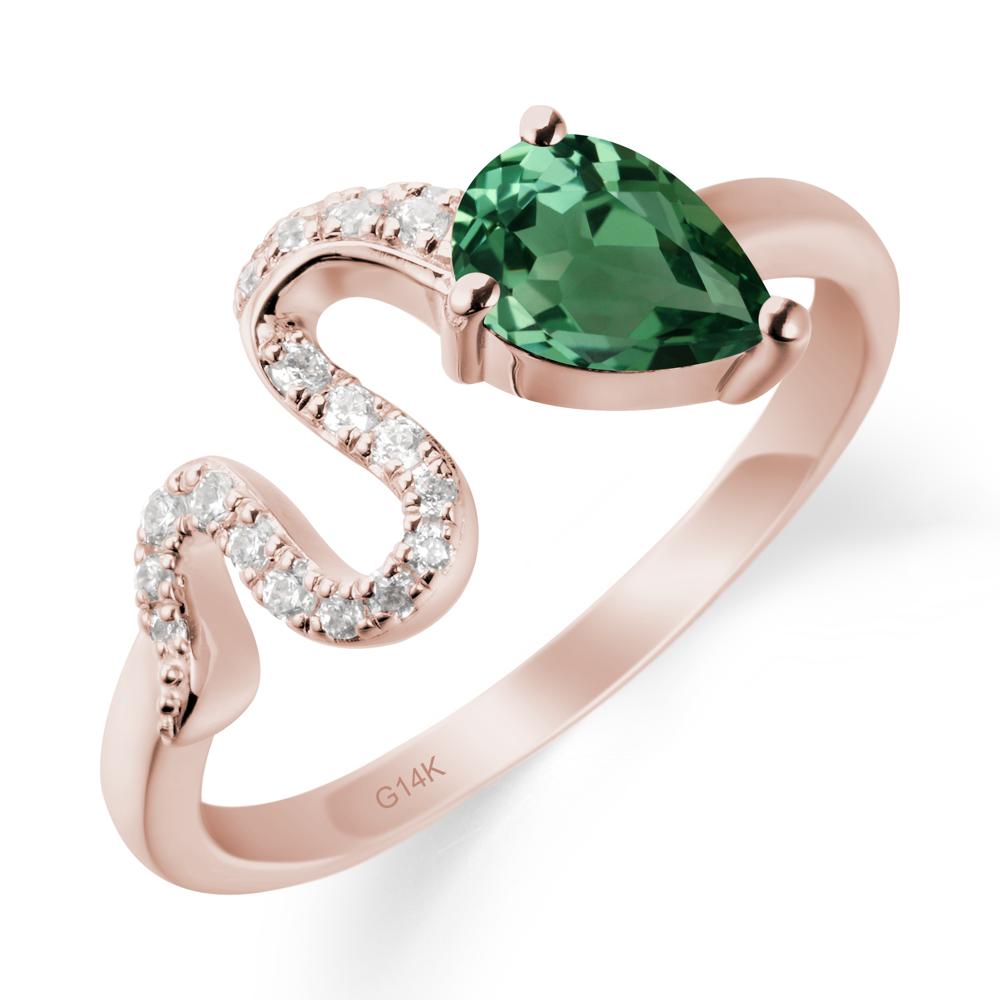 Pear Shaped Green Sapphire Snake Ring - LUO Jewelry #metal_14k rose gold