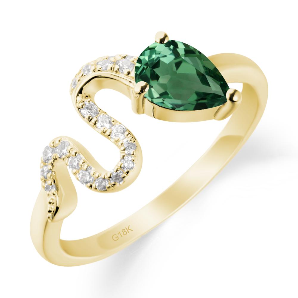 Pear Shaped Green Sapphire Snake Ring - LUO Jewelry #metal_18k yellow gold