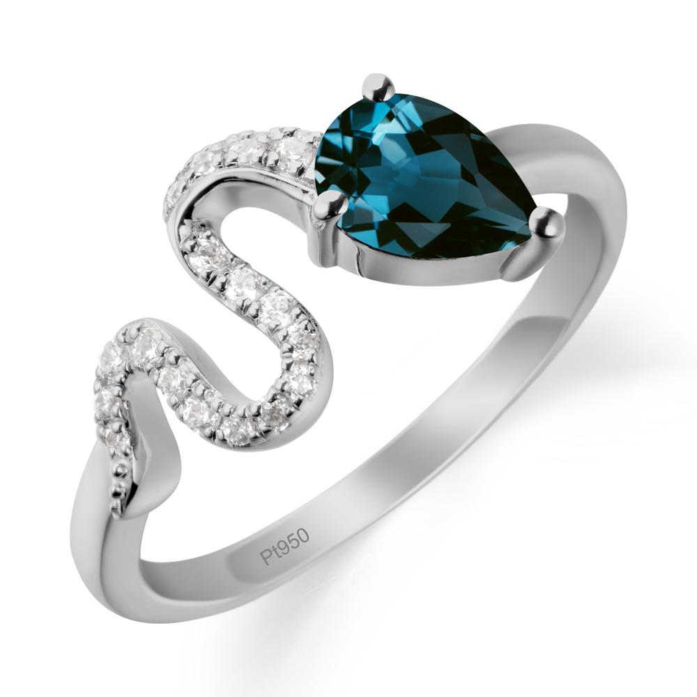 Pear Shaped London Blue Topaz Serpent Ring - LUO Jewelry #metal_platinum