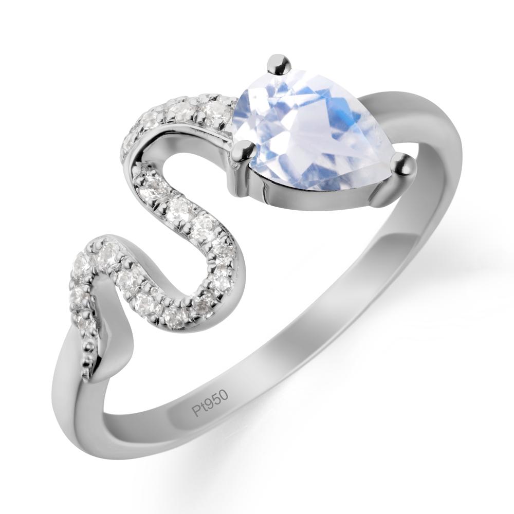 Pear Shaped Moonstone Snake Ring - LUO Jewelry #metal_platinum