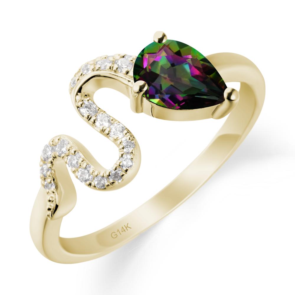 Pear Shaped Mystic Topaz Serpent Ring - LUO Jewelry #metal_14k yellow gold