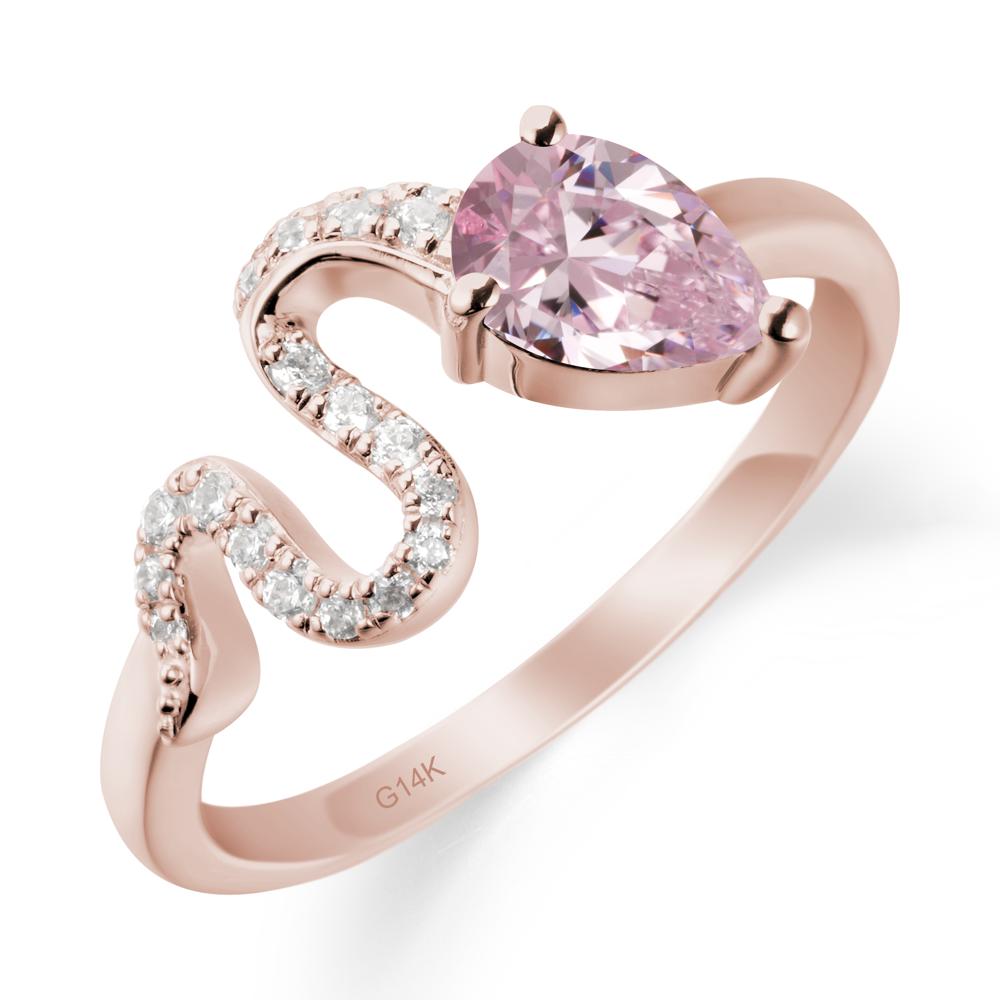Pear Shaped Pink Cubic Zirconia Snake Ring - LUO Jewelry #metal_14k rose gold