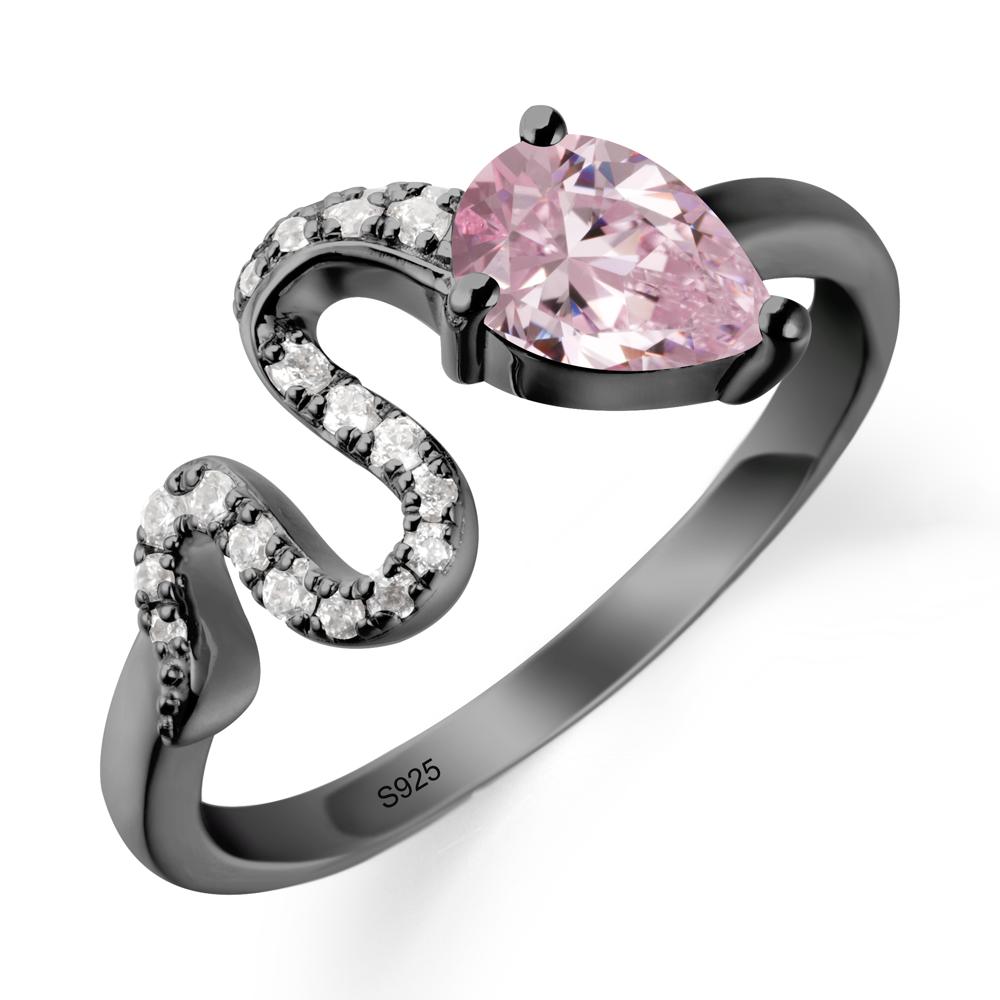 Pear Shaped Pink Cubic Zirconia Snake Ring - LUO Jewelry #metal_black finish sterling silver