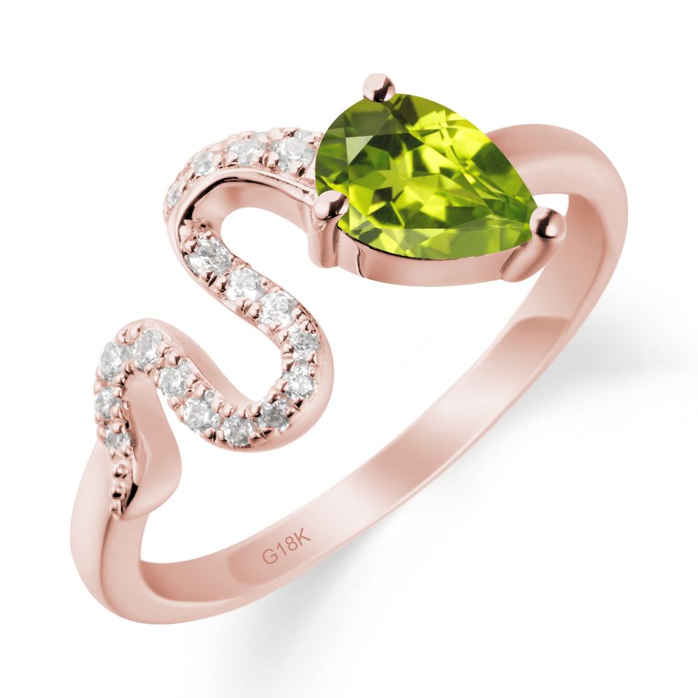 Elegant Wave Band Peridot Ring - LUO Jewelry #metal_18k rose gold