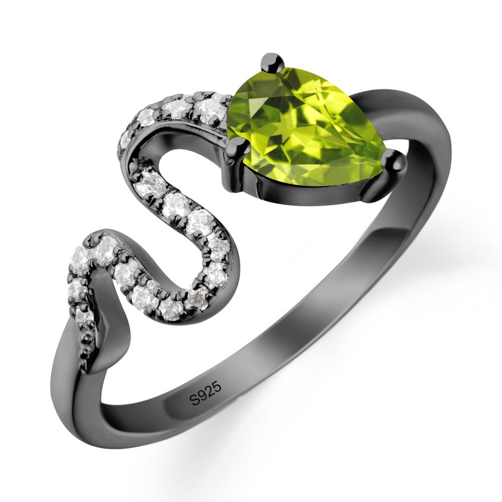 Elegant Wave Band Peridot Ring - LUO Jewelry #metal_black finish sterling silver