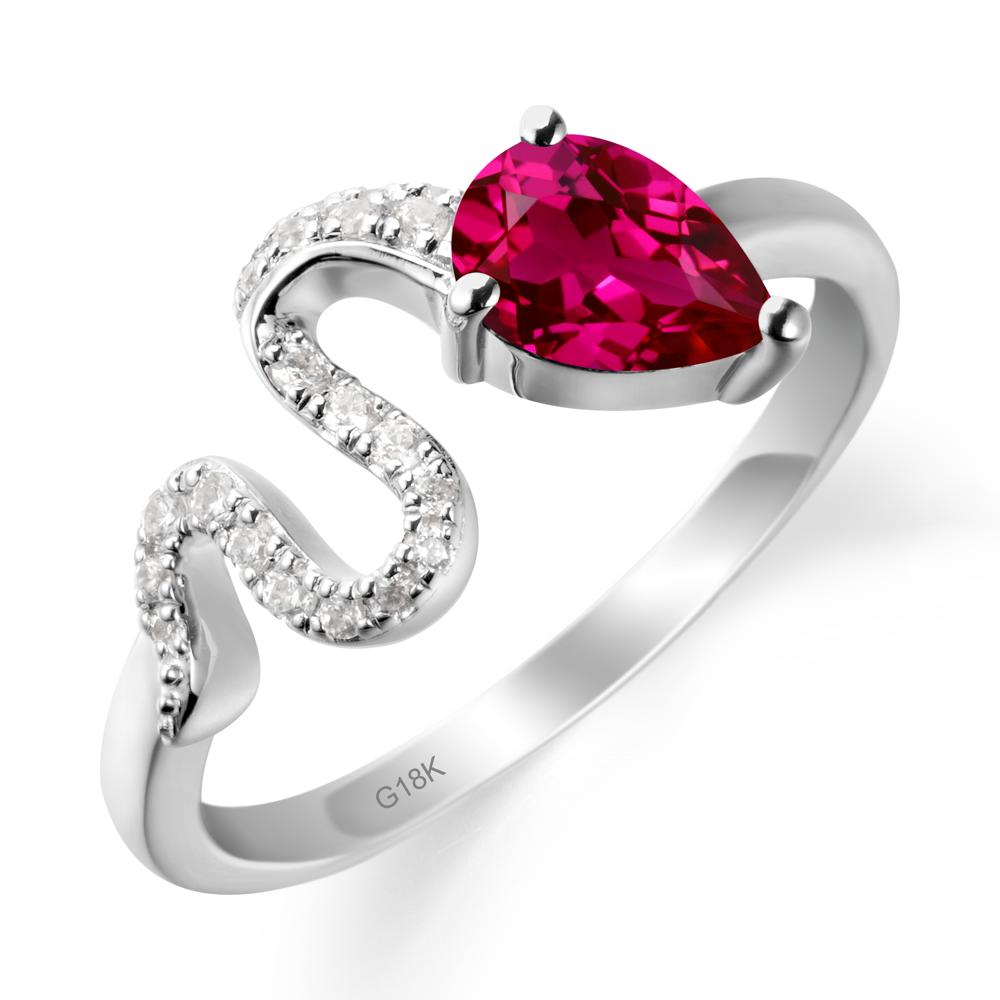 Pear Shaped Ruby Snake Ring - LUO Jewelry #metal_18k white gold