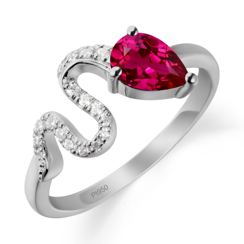 Pear Shaped Ruby Snake Ring - LUO Jewelry #metal_platinum