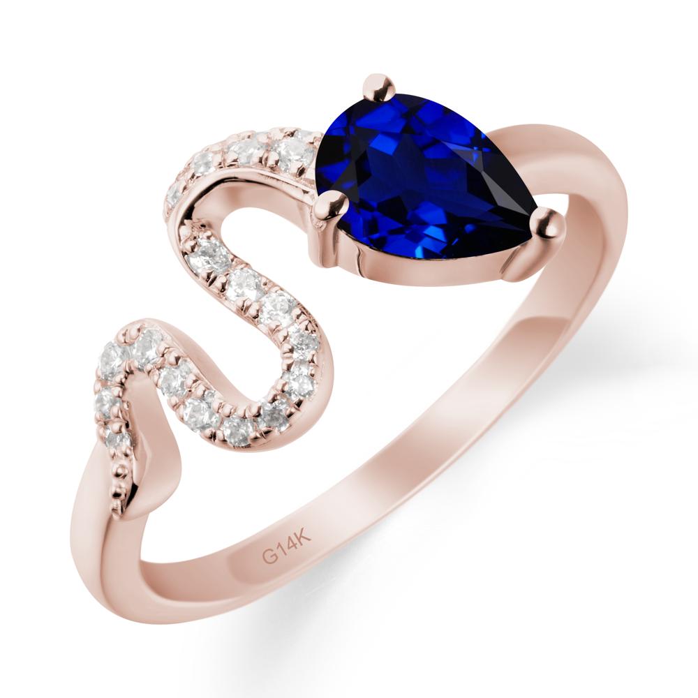 Elegant Wave Band Sapphire Ring - LUO Jewelry #metal_14k rose gold
