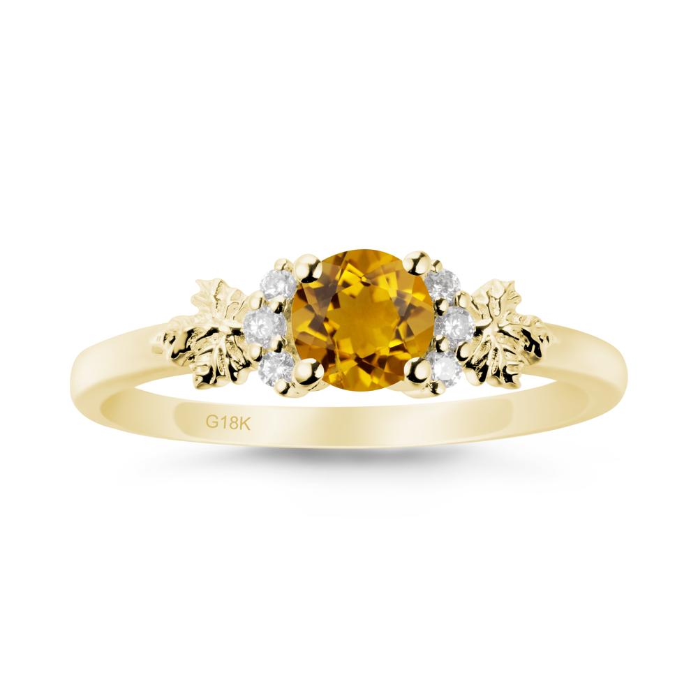 Maple Leaf Round Citrine Ring - LUO Jewelry #metal_18k yellow gold