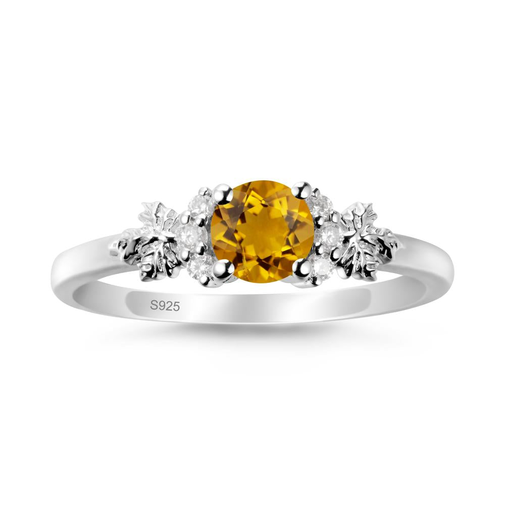 Maple Leaf Round Citrine Ring - LUO Jewelry #metal_sterling silver