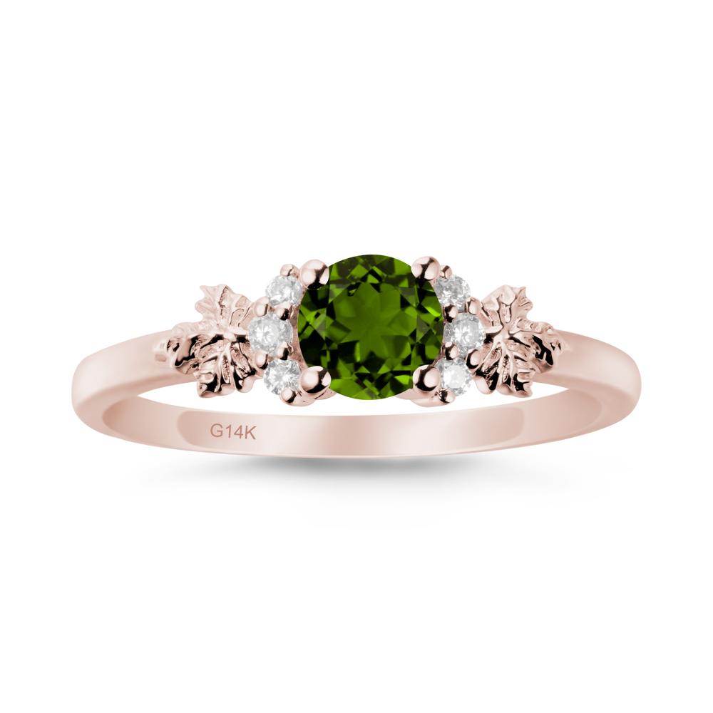 Maple Leaf Round Diopside Ring - LUO Jewelry #metal_14k rose gold