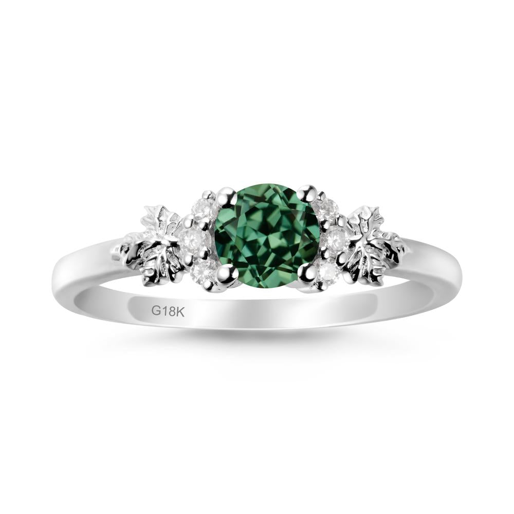 Maple Leaf Round Green Sapphire Ring - LUO Jewelry #metal_18k white gold