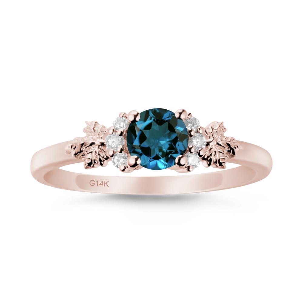 Maple Leaf Round London Blue Topaz Ring - LUO Jewelry #metal_14k rose gold