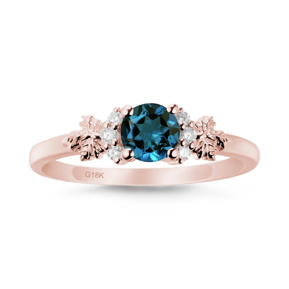 Maple Leaf Round London Blue Topaz Ring - LUO Jewelry #metal_18k rose gold