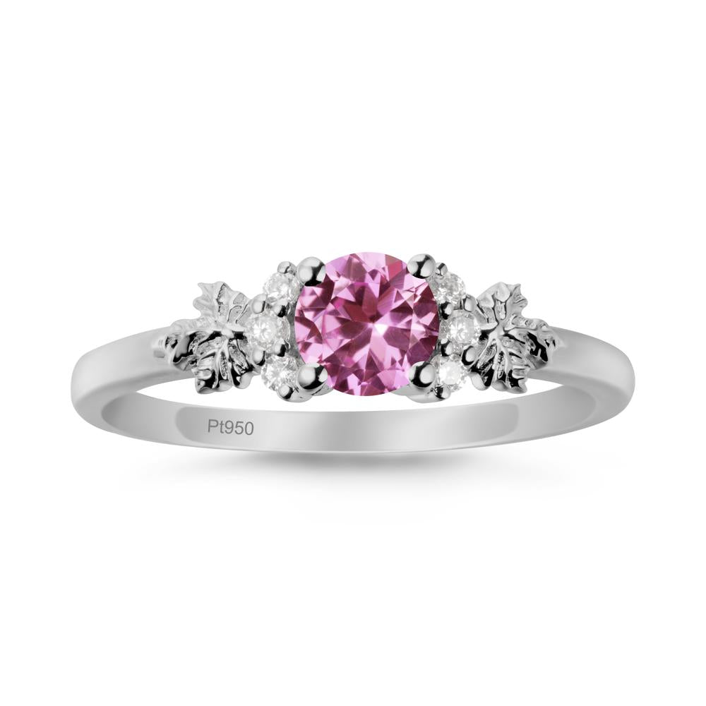 Maple Leaf Round Pink Sapphire Ring - LUO Jewelry #metal_platinum