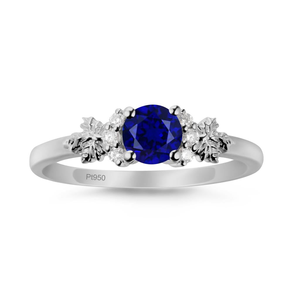Maple Leaf Round Sapphire Ring - LUO Jewelry #metal_platinum