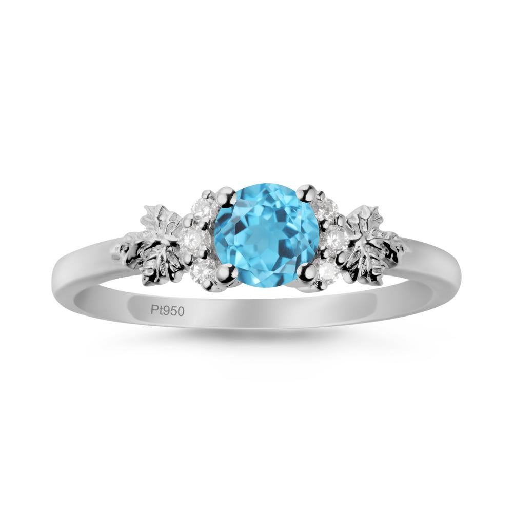 Maple Leaf Round Swiss Blue Topaz Ring - LUO Jewelry #metal_platinum