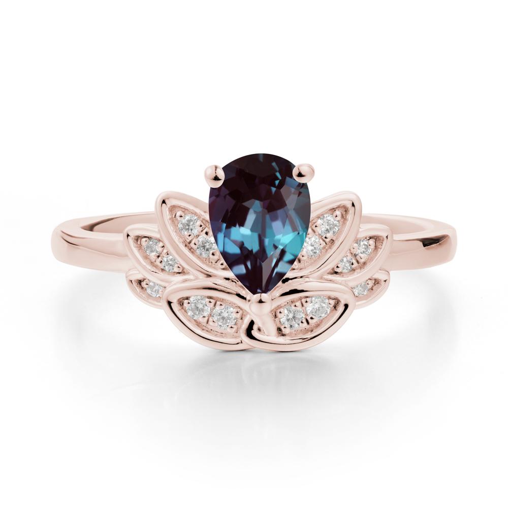 Lotus Flower Alexandrite Ring - LUO Jewelry #metal_14k rose gold