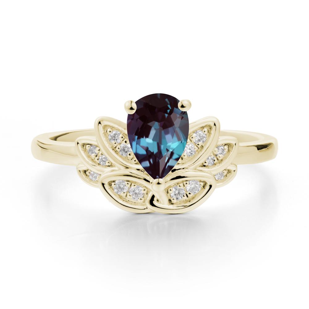 Lotus Flower Alexandrite Ring - LUO Jewelry #metal_14k yellow gold