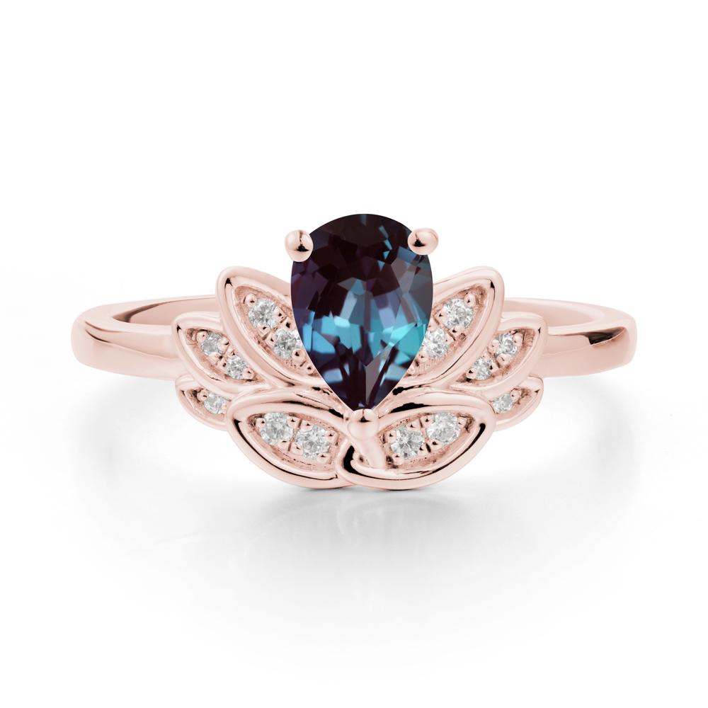 Lotus Flower Alexandrite Ring - LUO Jewelry #metal_18k rose gold