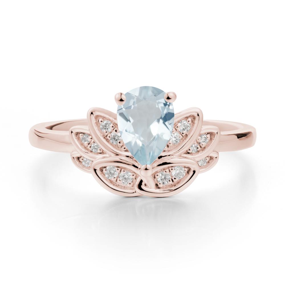 Teardrop Aquamarine Petal Ring - LUO Jewelry #metal_14k rose gold