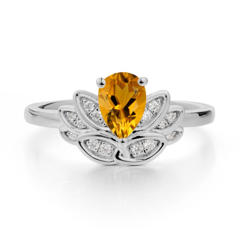 Teardrop Citrine Petal Ring - LUO Jewelry #metal_platinum