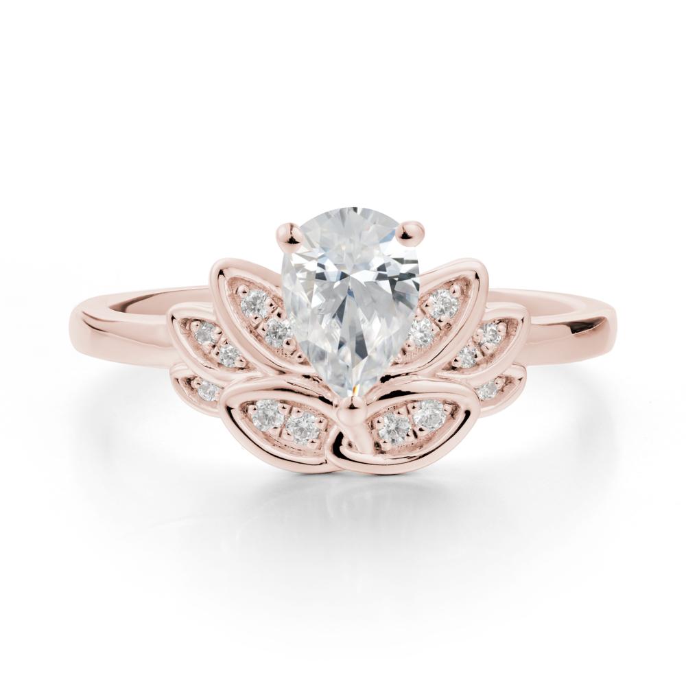 Lotus Flower Cubic Zirconia Ring - LUO Jewelry #metal_14k rose gold