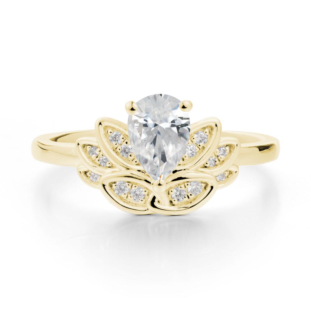 Lotus Flower Cubic Zirconia Ring - LUO Jewelry #metal_18k yellow gold