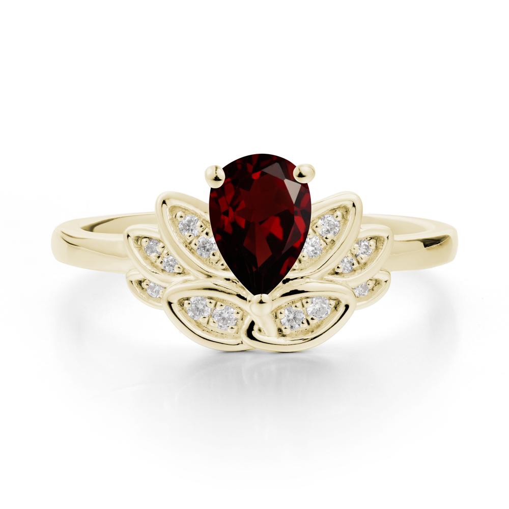 Teardrop Garnet Petal Ring - LUO Jewelry #metal_14k yellow gold
