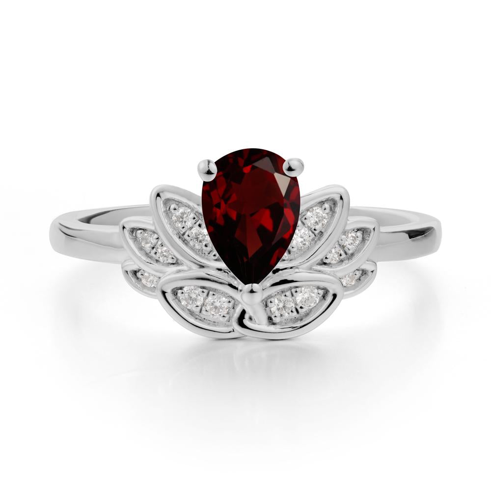 Teardrop Garnet Petal Ring - LUO Jewelry #metal_platinum