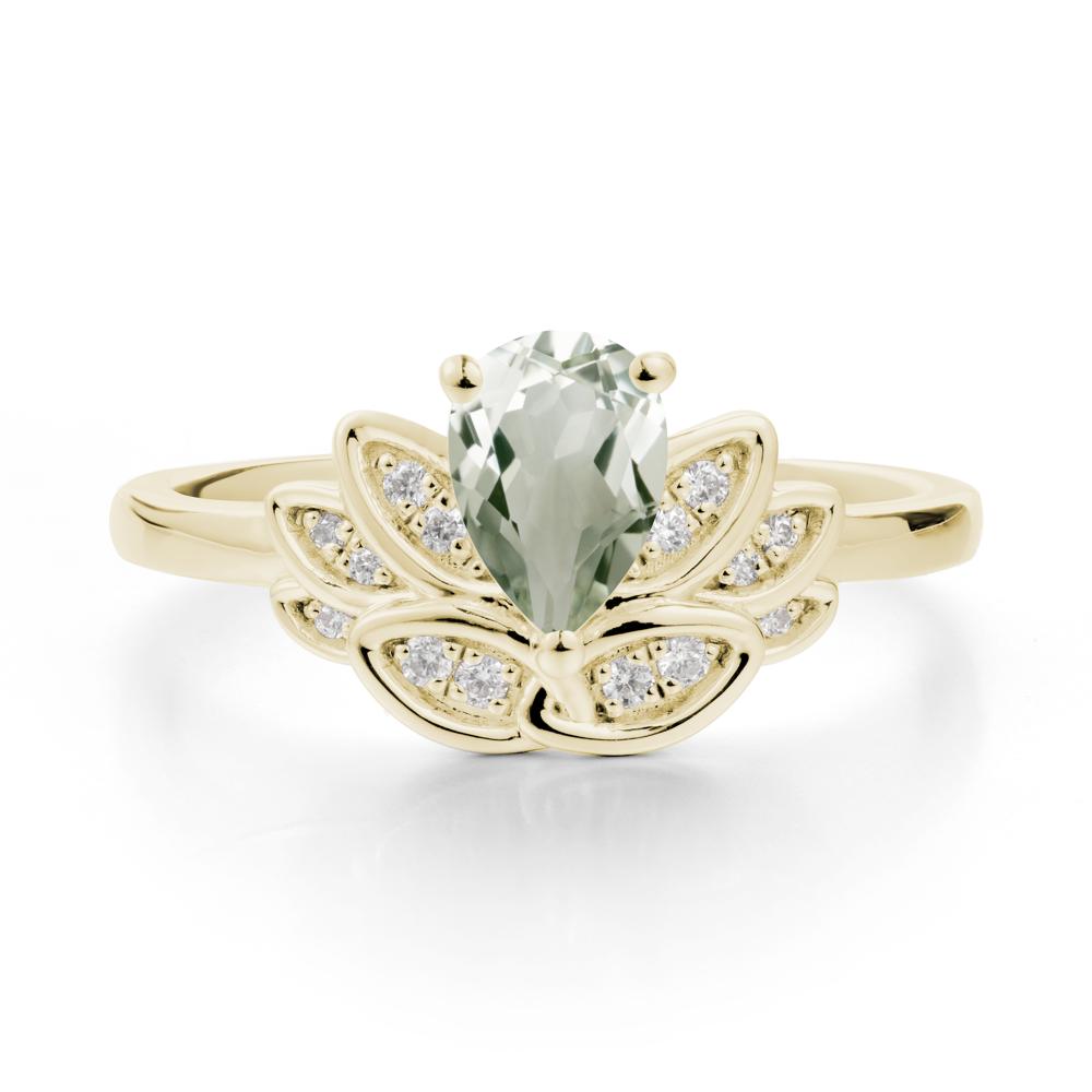 Lotus Flower Green Amethyst Ring - LUO Jewelry #metal_14k yellow gold