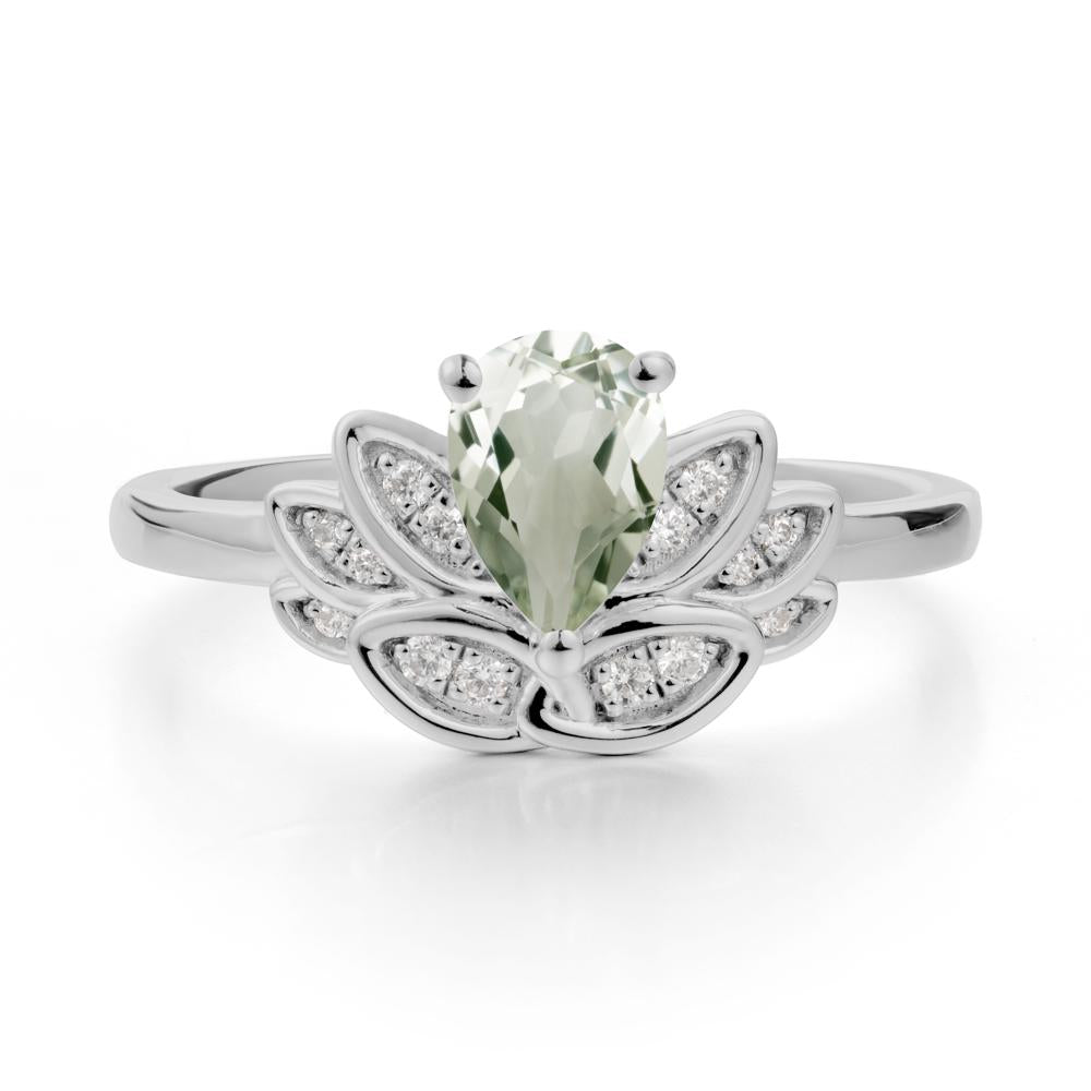 Lotus Flower Green Amethyst Ring - LUO Jewelry #metal_platinum