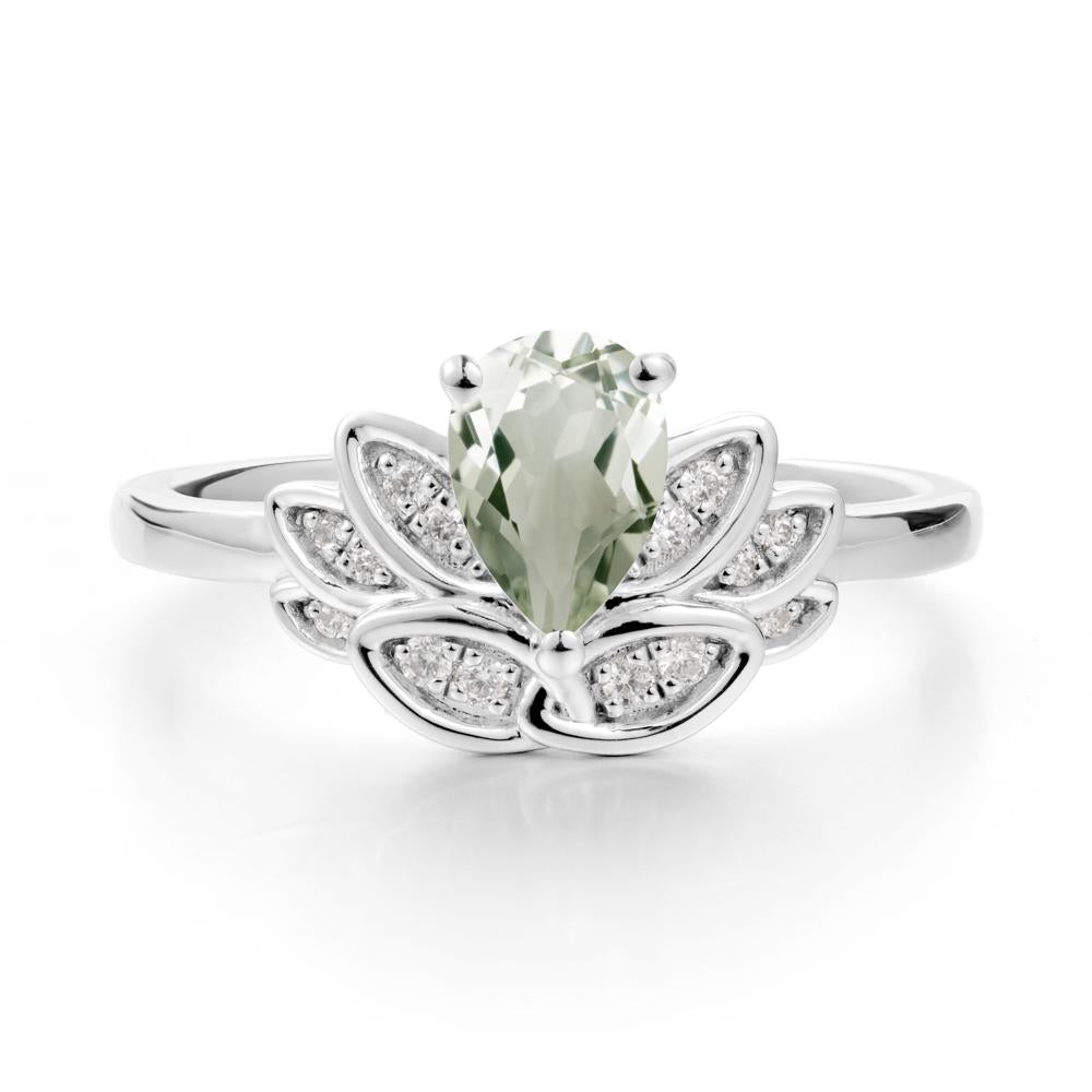 Lotus Flower Green Amethyst Ring - LUO Jewelry #metal_sterling silver
