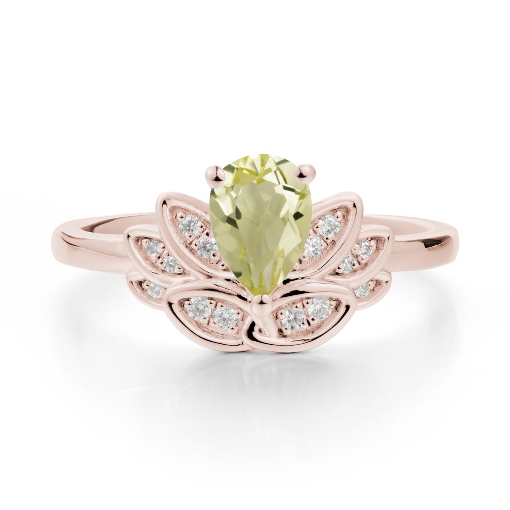 Teardrop Lemon Quartz Petal Ring - LUO Jewelry #metal_14k rose gold