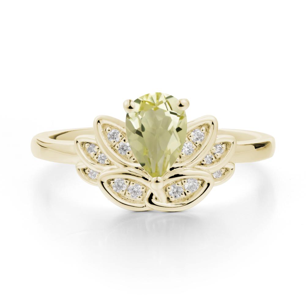 Teardrop Lemon Quartz Petal Ring - LUO Jewelry #metal_14k yellow gold