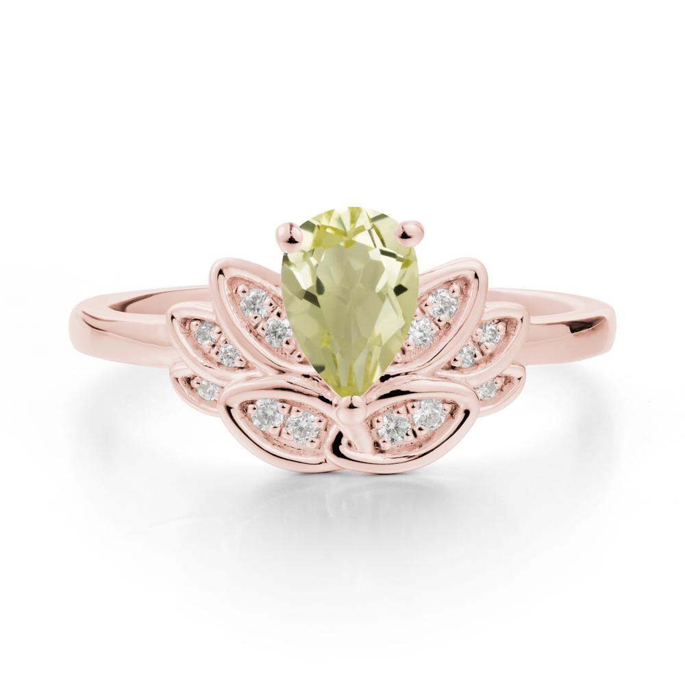 Teardrop Lemon Quartz Petal Ring - LUO Jewelry #metal_18k rose gold