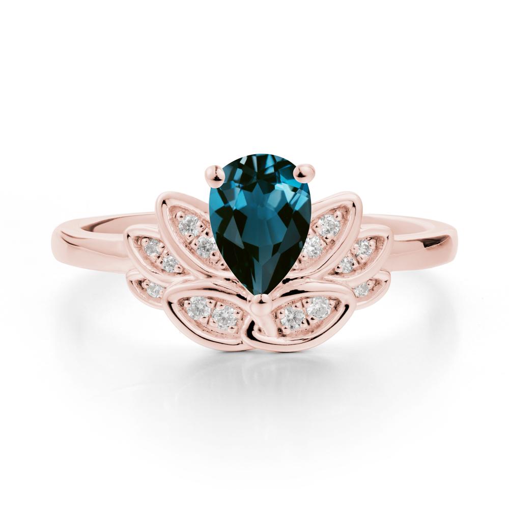 Lotus Flower London Blue Topaz Ring - LUO Jewelry #metal_18k rose gold