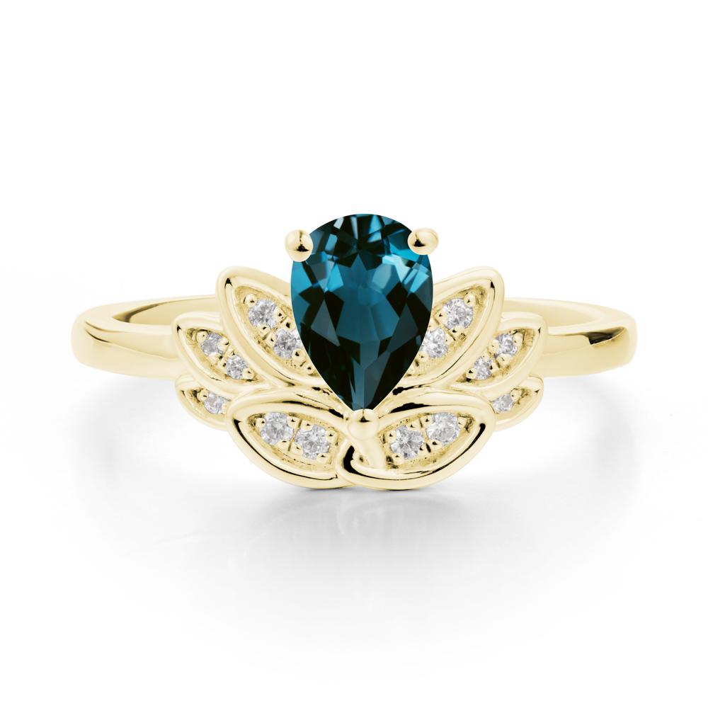 Lotus Flower London Blue Topaz Ring - LUO Jewelry #metal_18k yellow gold