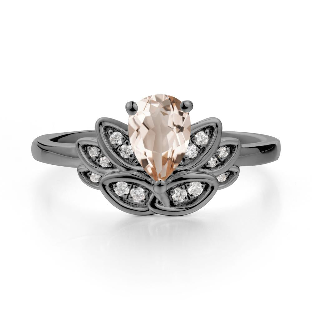 Teardrop Morganite Petal Ring - LUO Jewelry #metal_black finish sterling silver