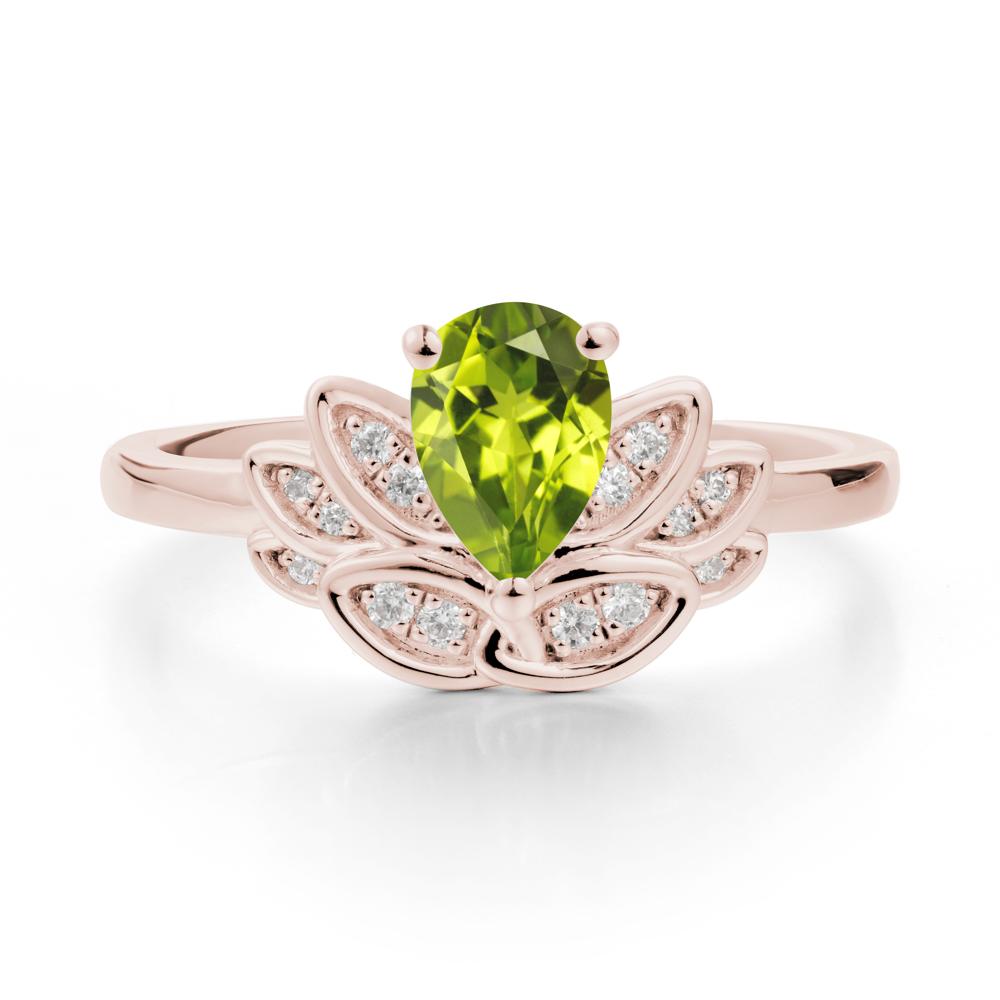 Teardrop Peridot Petal Ring - LUO Jewelry #metal_14k rose gold