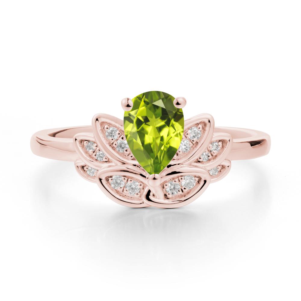 Teardrop Peridot Petal Ring - LUO Jewelry #metal_18k rose gold