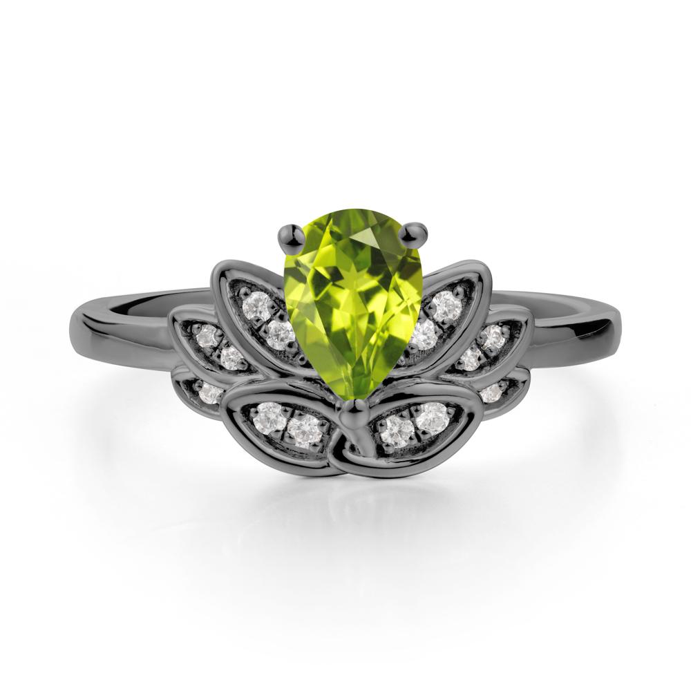 Teardrop Peridot Petal Ring - LUO Jewelry #metal_black finish sterling silver