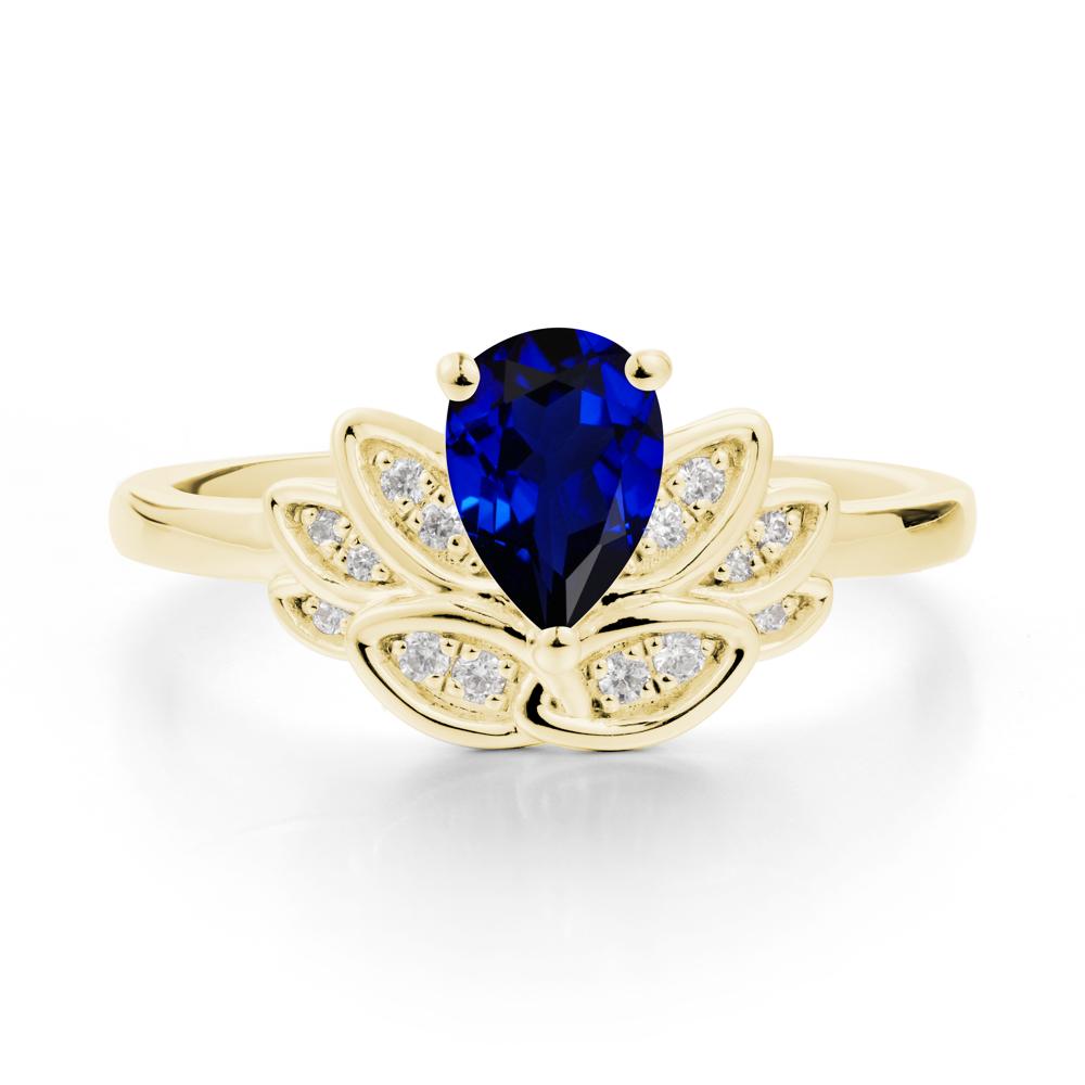 Teardrop Sapphire Petal Ring - LUO Jewelry #metal_18k yellow gold