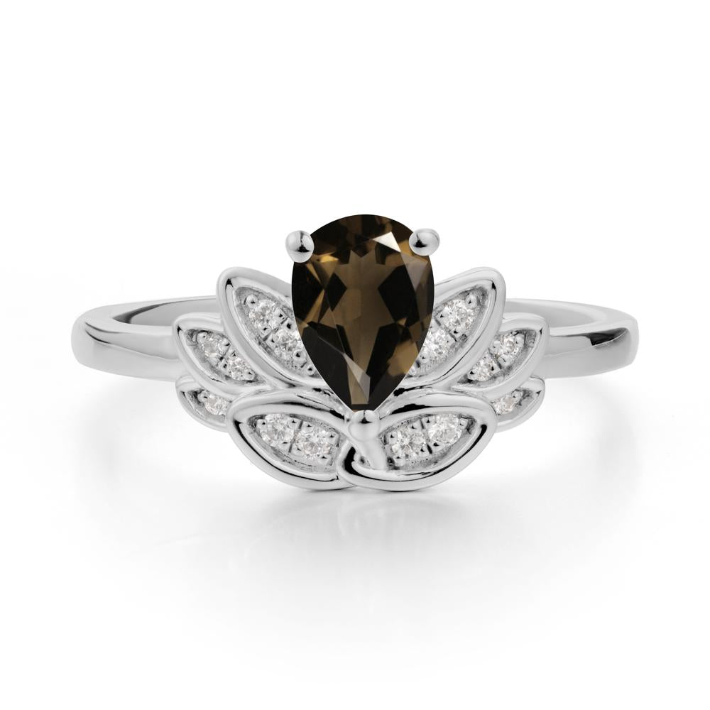 Lotus Flower Smoky Quartz Ring - LUO Jewelry #metal_platinum