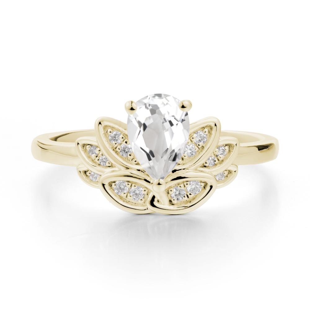 Teardrop White Topaz Petal Ring - LUO Jewelry #metal_14k yellow gold