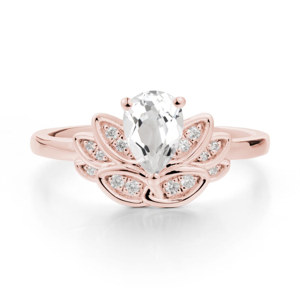 Teardrop White Topaz Petal Ring - LUO Jewelry #metal_18k rose gold