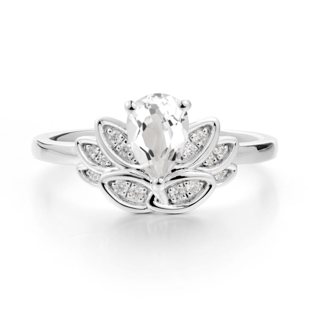 Teardrop White Topaz Petal Ring - LUO Jewelry #metal_sterling silver